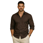 Men's Cotton Shirt with Stylish Full Sleeves Spread Collared Neck Solid Pattern