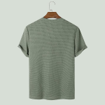 Men’s Waffle Textured T-Shirt | Solid Regular Fit Round Neck Half Sleeve Casual Wear Tee