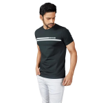 Men's Striped Printed Cotton T-Shirt Regular Fit Round Neck